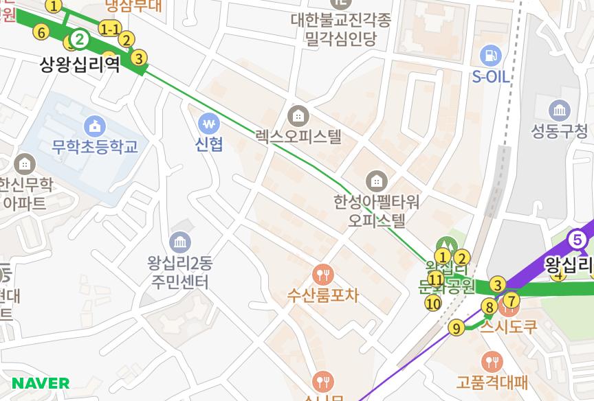 서울특별시 성동구 하왕십리동 상리제나우스 위치·실거래 시세 지도