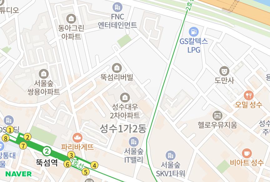 서울특별시 성동구 성수동1가 우성 위치·실거래 시세 지도