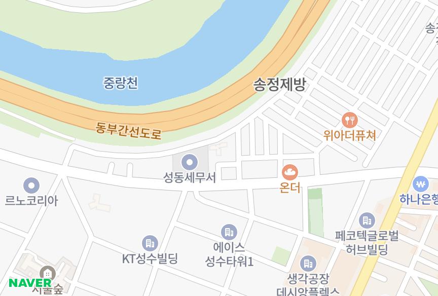 서울특별시 성동구 송정동 히페리온리버팰리스 위치·실거래 시세 지도