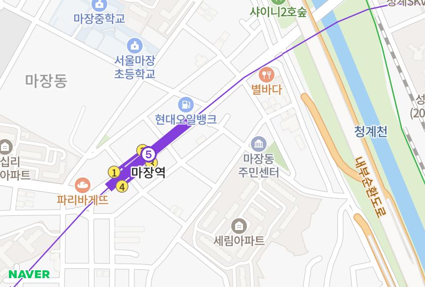 서울특별시 성동구 마장동 한영스테이 위치·실거래 시세 지도