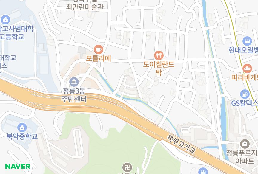 서울특별시 성북구 정릉동 대동 위치·실거래 시세 지도
