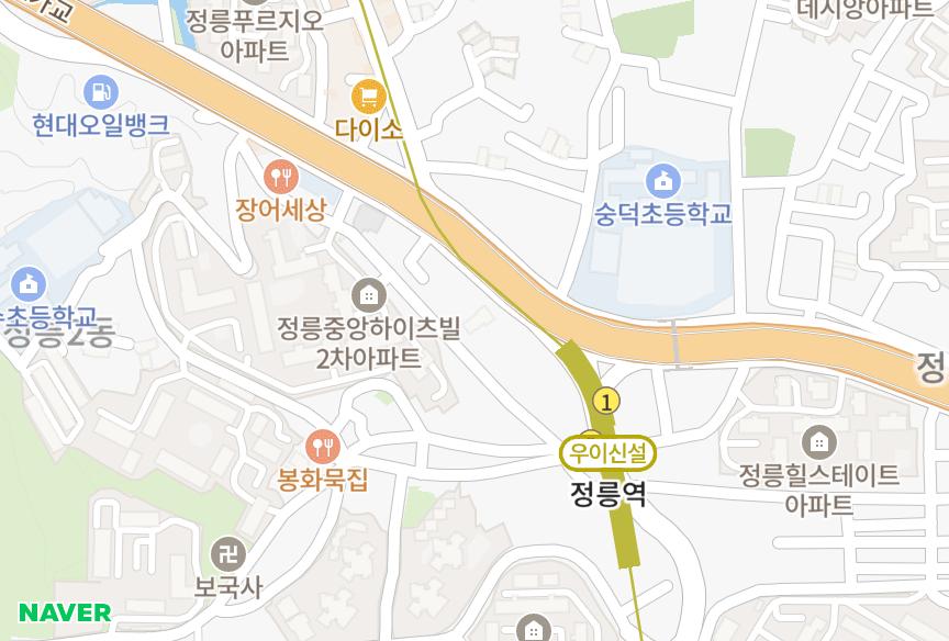 서울특별시 성북구 정릉동 갤럭시더정릉 위치·실거래 시세 지도