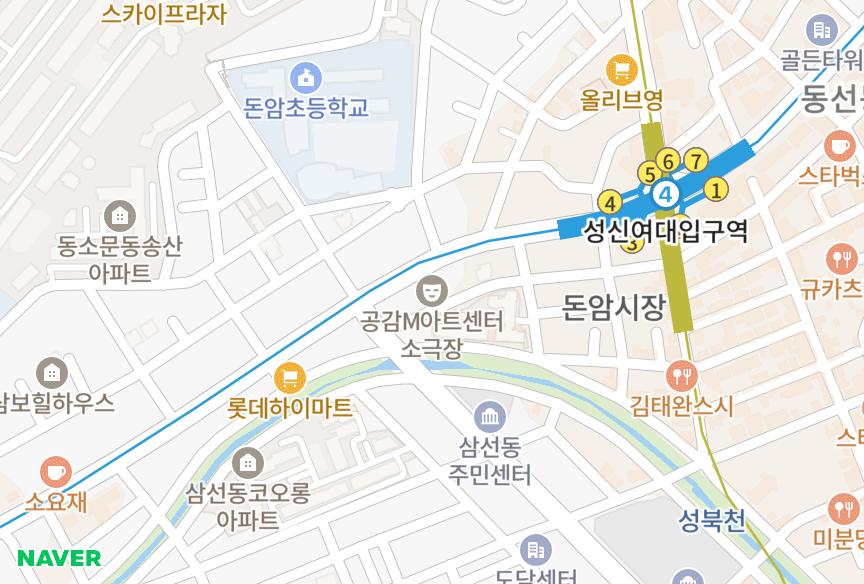 서울특별시 성북구 동소문동5가 성신여대역솔하임 위치·실거래 시세 지도