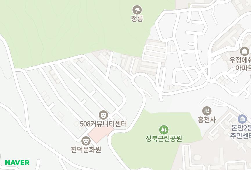 서울특별시 성북구 정릉동 장원 위치·실거래 시세 지도