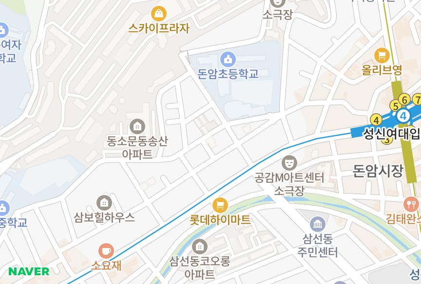 서울특별시 성북구 동소문동4가 양지 위치·실거래 시세 지도