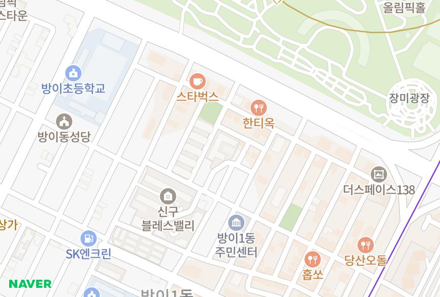 서울특별시 송파구 방이동 옥산크리스탈 위치·실거래 시세 지도