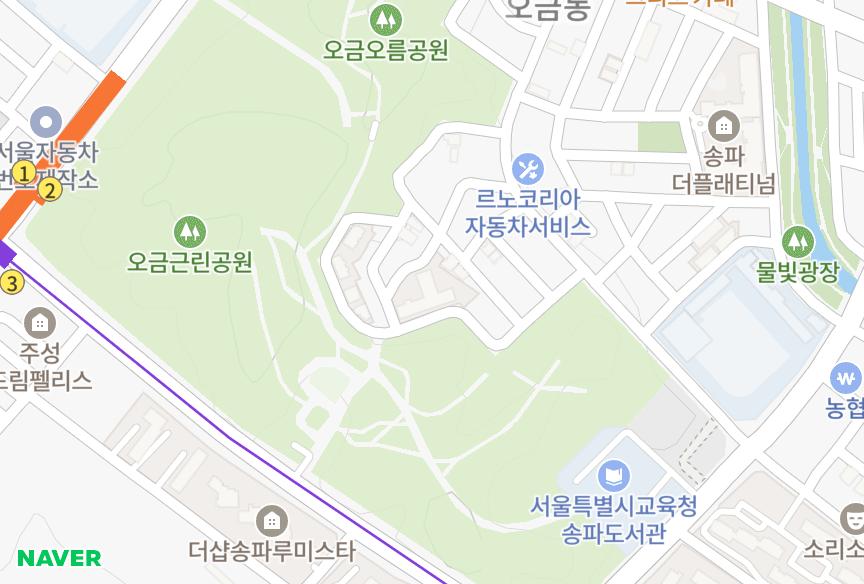 서울특별시 송파구 오금동 반석블레스빌 위치·실거래 시세 지도