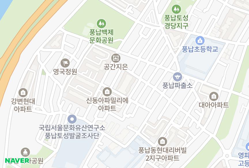 서울특별시 송파구 풍납동 케이앤피상상 위치·실거래 시세 지도