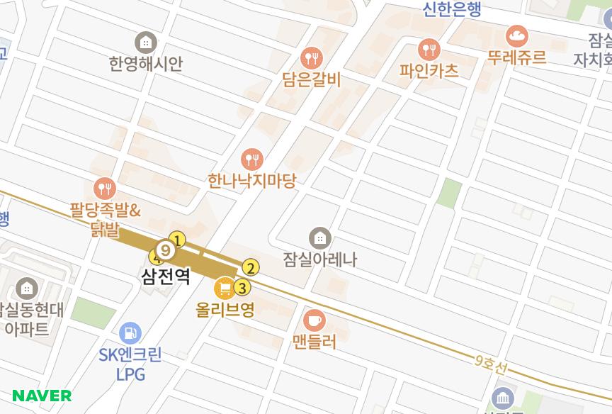 서울특별시 송파구 삼전동 레이크시티 위치·실거래 시세 지도