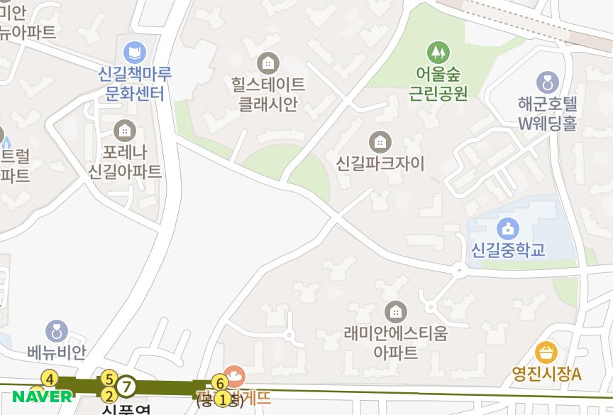 서울특별시 영등포구 신길동 남서울 위치·실거래 시세 지도