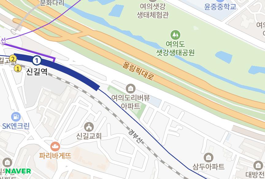 서울특별시 영등포구 신길동 여의도리버뷰 위치·실거래 시세 지도