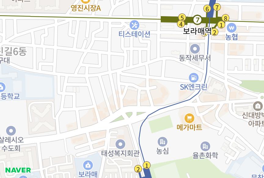 서울특별시 영등포구 신길동 대방 위치·실거래 시세 지도