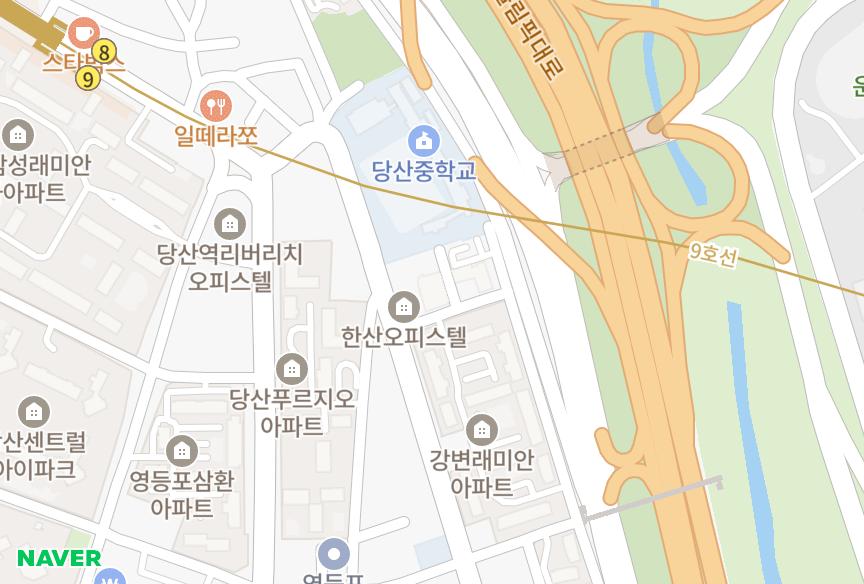 서울특별시 영등포구 당산동 강변한솔그라치아 위치·실거래 시세 지도