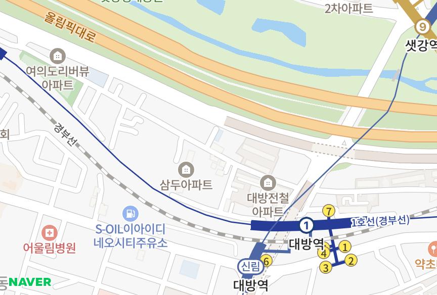 서울특별시 영등포구 신길동 여의 위치·실거래 시세 지도