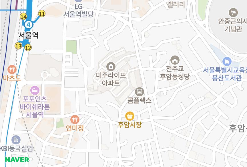 서울특별시 용산구 후암동 브라운스톤남산 위치·실거래 시세 지도