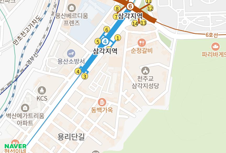 서울특별시 용산구 한강로1가 삼각 위치·실거래 시세 지도