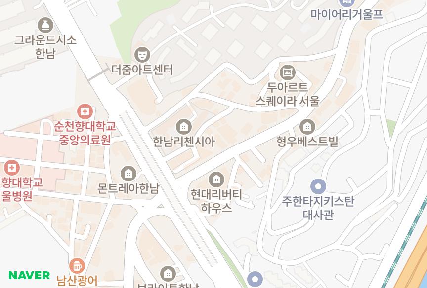 서울특별시 용산구 한남동 성아1차 위치·실거래 시세 지도
