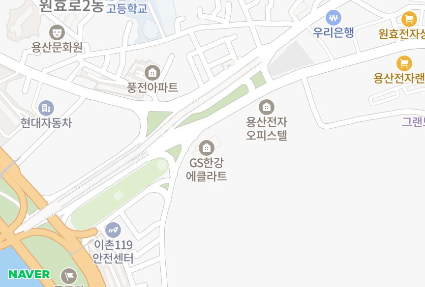 서울특별시 용산구 한강로3가 한강자이에클라트 위치·실거래 시세 지도