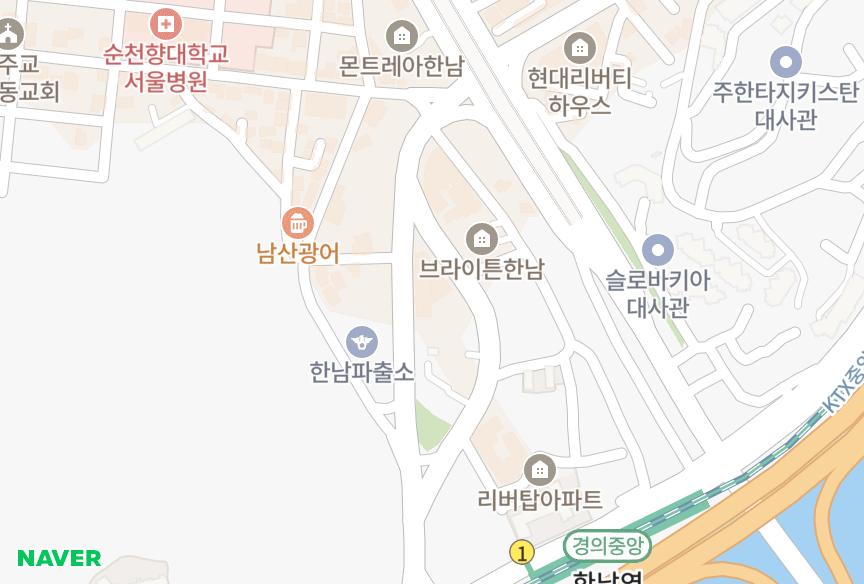 서울특별시 용산구 한남동 한남동신성미소시티 위치·실거래 시세 지도