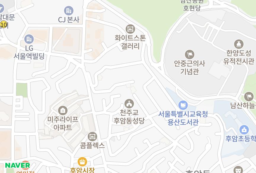서울특별시 용산구 후암동 남산애지앙 위치·실거래 시세 지도