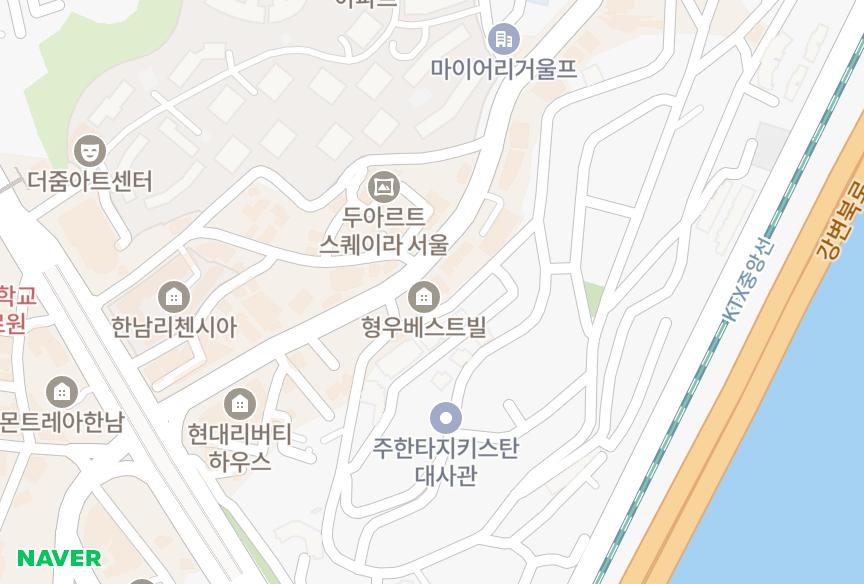 서울특별시 용산구 한남동 한남형우베스트빌3차 위치·실거래 시세 지도