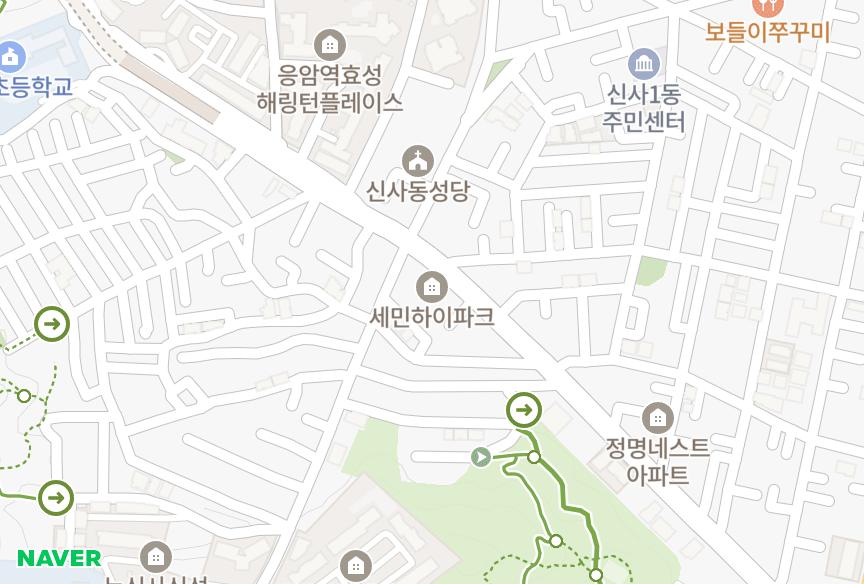 서울특별시 은평구 신사동 세민하이파크 위치·실거래 시세 지도