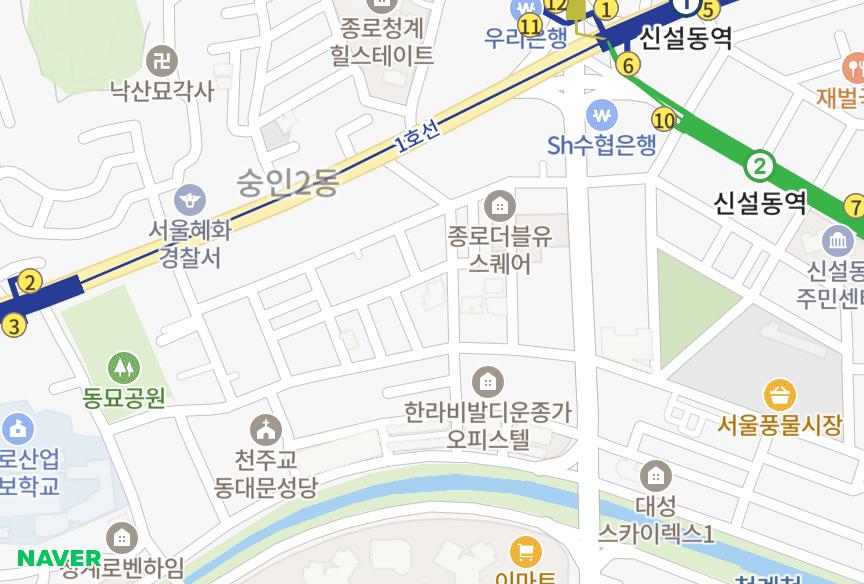 서울특별시 종로구 숭인동 종로중흥S클래스 위치·실거래 시세 지도