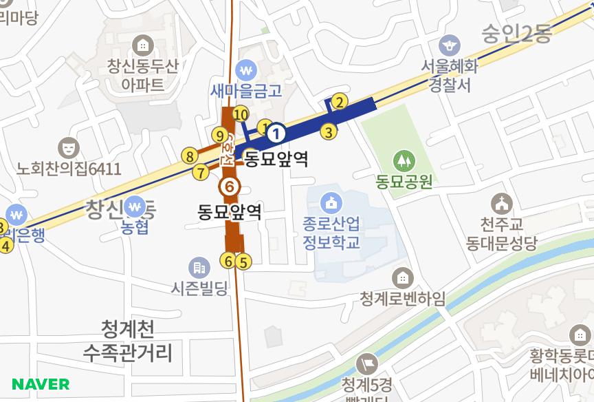 서울특별시 종로구 숭인동 삼전솔하임2차 위치·실거래 시세 지도