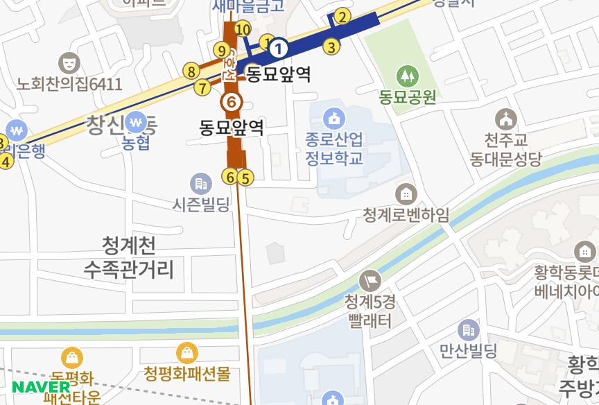 서울특별시 종로구 숭인동 삼전솔하임4차 위치·실거래 시세 지도