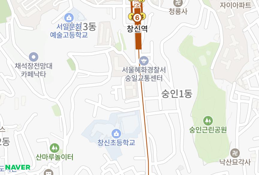 서울특별시 종로구 창신동 창신브라운스톤 위치·실거래 시세 지도