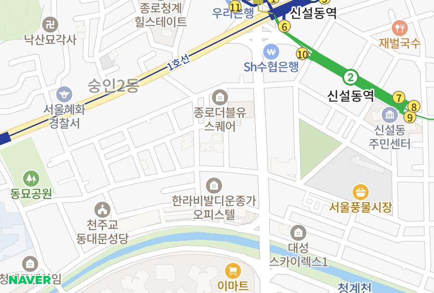서울특별시 종로구 숭인동 종로동광모닝스카이 위치·실거래 시세 지도