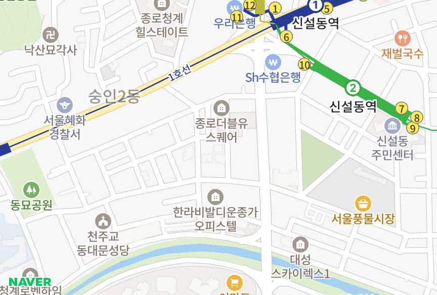 서울특별시 종로구 숭인동 숭인한양LEEPS 위치·실거래 시세 지도
