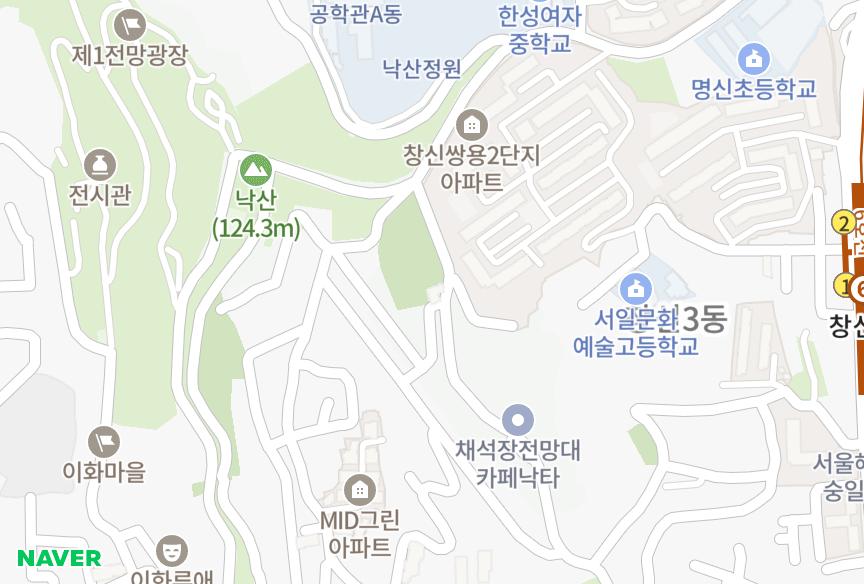 서울특별시 종로구 창신동 낙산그린 위치·실거래 시세 지도