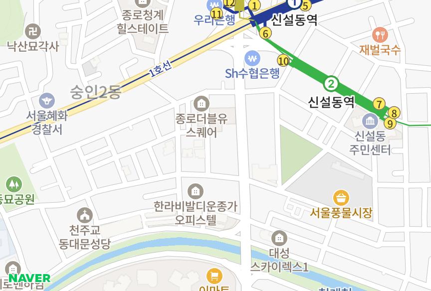 서울특별시 종로구 숭인동 종로아인스빌 위치·실거래 시세 지도