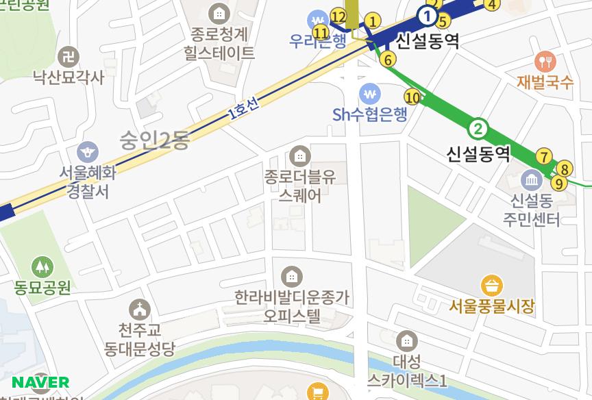 서울특별시 종로구 숭인동 버넷하임1차 위치·실거래 시세 지도