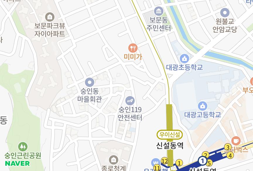 서울특별시 종로구 숭인동 동문 위치·실거래 시세 지도