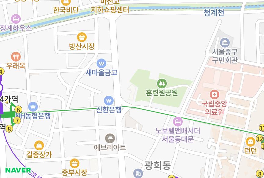 서울특별시 중구 을지로5가 삼성파크빌 위치·실거래 시세 지도