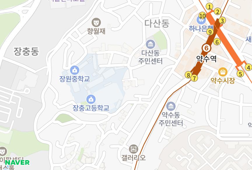 서울특별시 중구 신당동 신당태원팰리스5차 위치·실거래 시세 지도