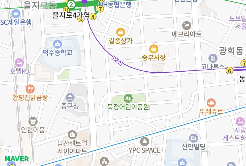 서울특별시 중구 오장동 정석그라시아 위치·실거래 시세 지도