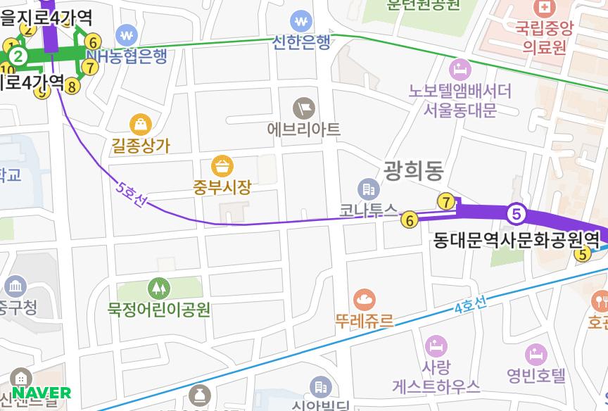 서울특별시 중구 오장동 오장동오팰리오 위치·실거래 시세 지도