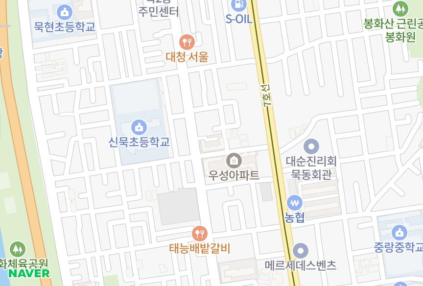 서울특별시 중랑구 묵동 우성 위치·실거래 시세 지도