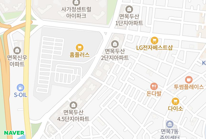 서울특별시 중랑구 면목동 면목두산3단지 위치·실거래 시세 지도