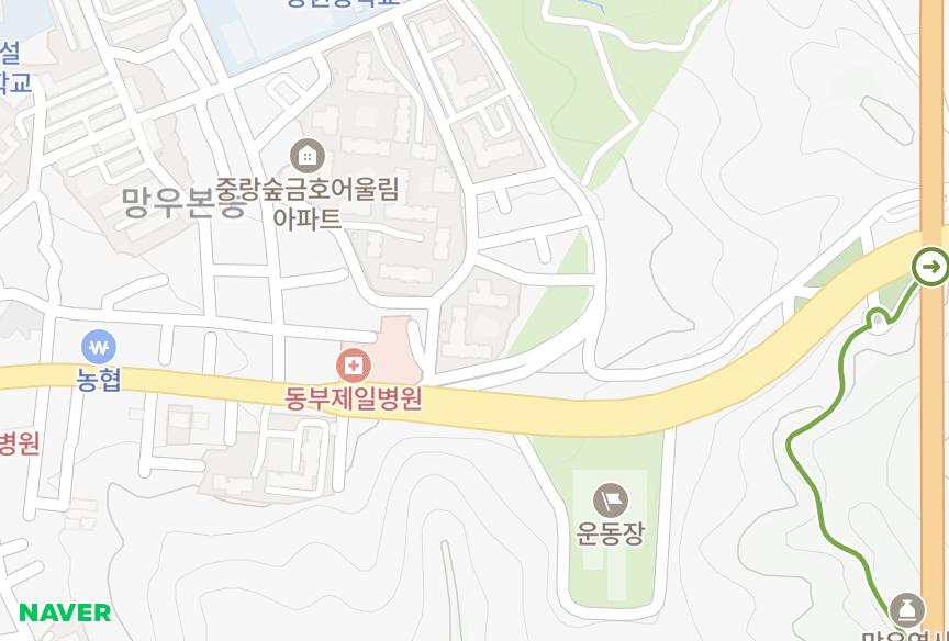 서울특별시 중랑구 망우동 중랑숲금호어울림 위치·실거래 시세 지도