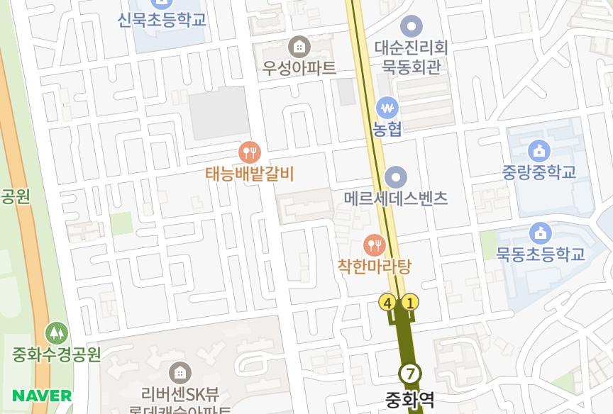 서울특별시 중랑구 중화동 삼익아파트.상가동 위치·실거래 시세 지도