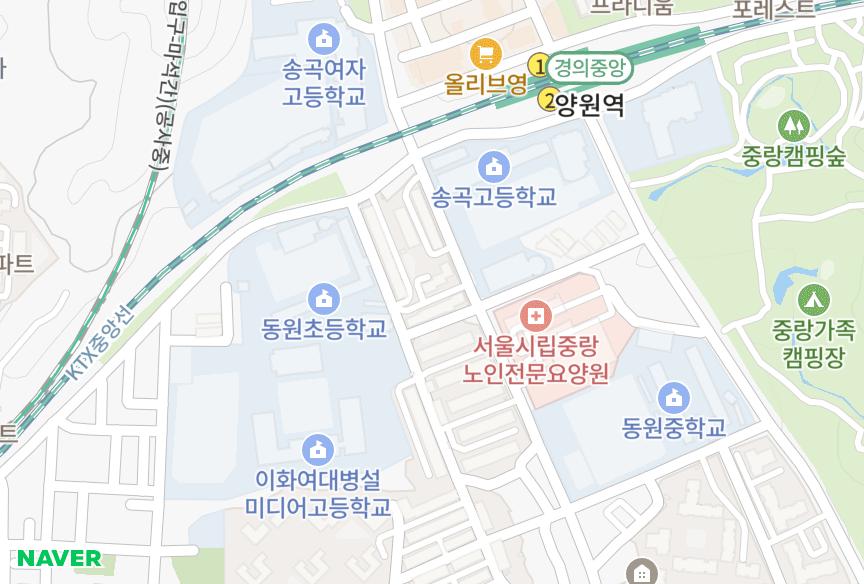 서울특별시 중랑구 망우동 대보 위치·실거래 시세 지도