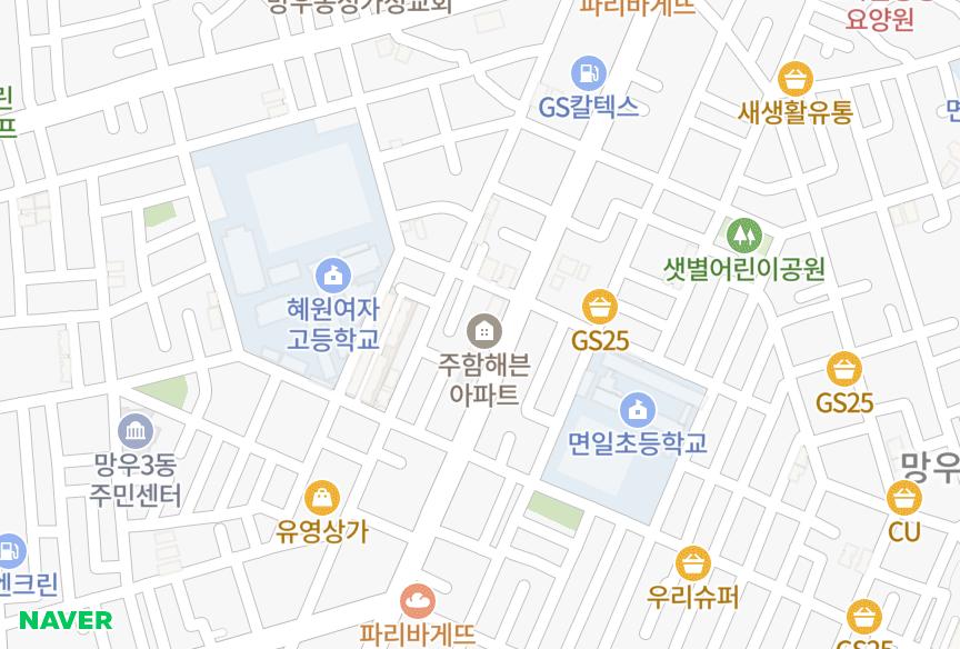 서울특별시 중랑구 망우동 주함해븐 위치·실거래 시세 지도