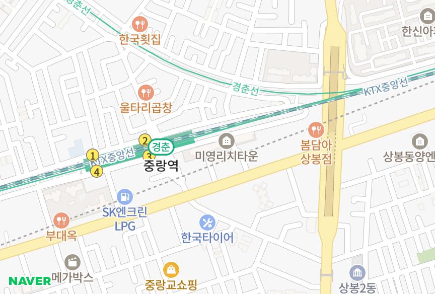 서울특별시 중랑구 중화동 미영리치타운 위치·실거래 시세 지도