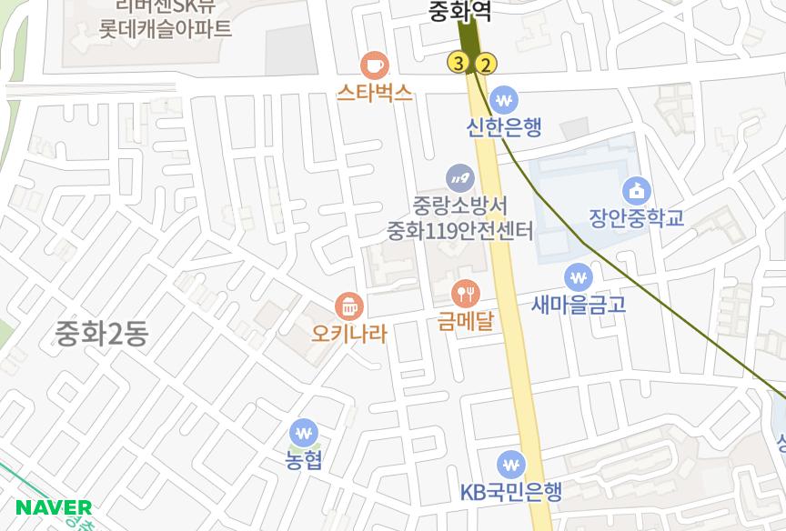 서울특별시 중랑구 중화동 동구햇살 위치·실거래 시세 지도