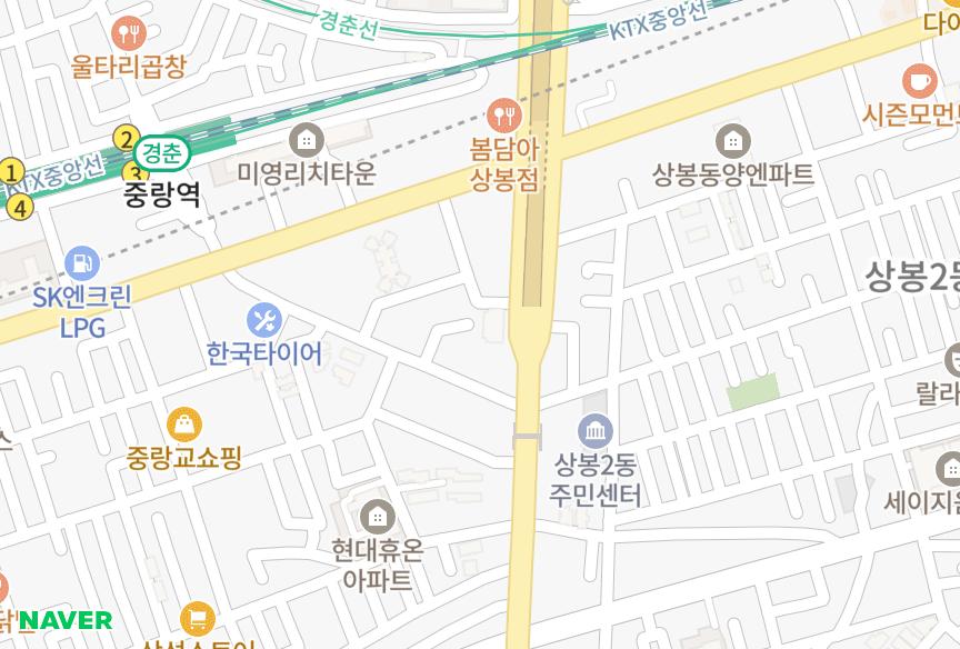 서울특별시 중랑구 상봉동 SG타워 위치·실거래 시세 지도