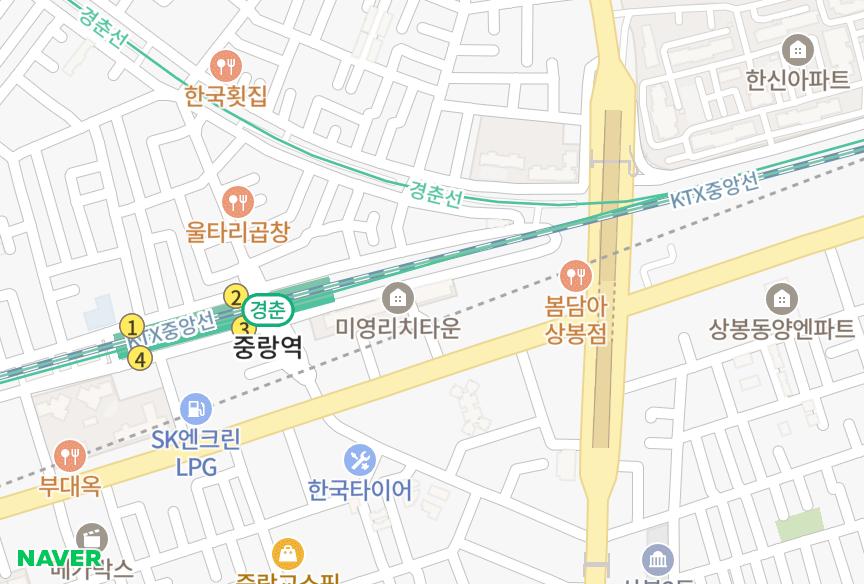 서울특별시 중랑구 중화동 미영리치타운103차 위치·실거래 시세 지도